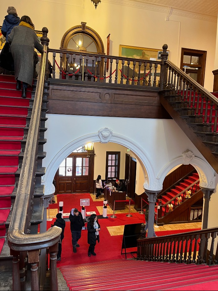 Inside at the main staircase