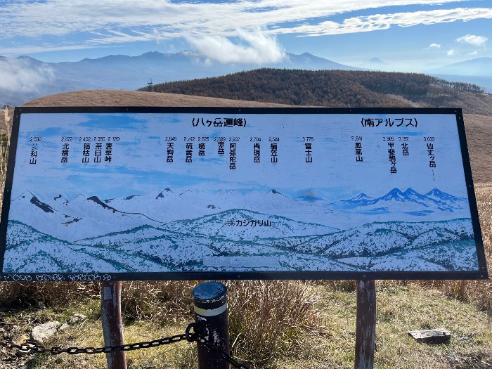 Kirigamine Fujimidai with a visual aid of where the main mountains are located, including Mt. Fuji