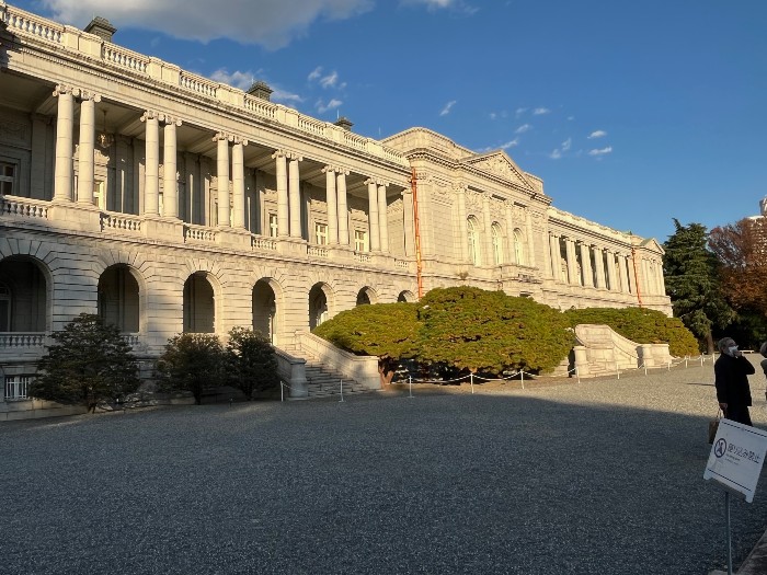 The palace from the back side towards the fountain and gardens