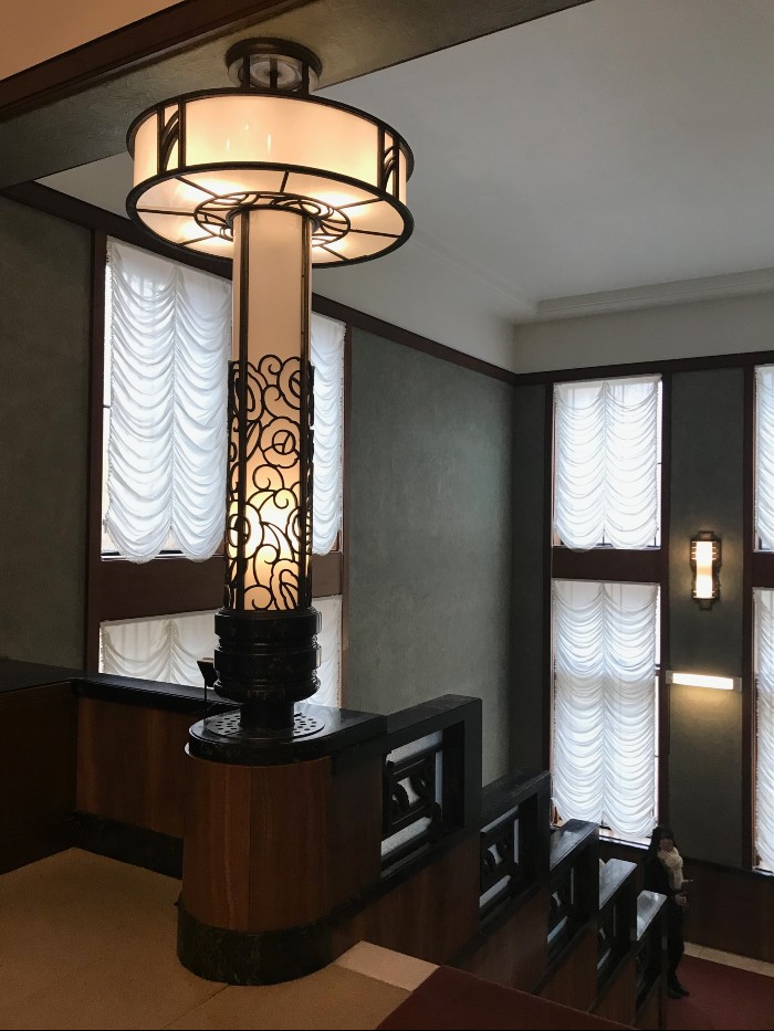 Stairway with Art Deco Lamp