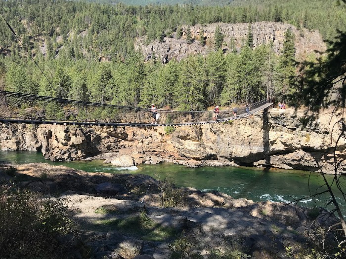 Kootenai Falls Suspension Bridge, also known as the Swinging Bridge